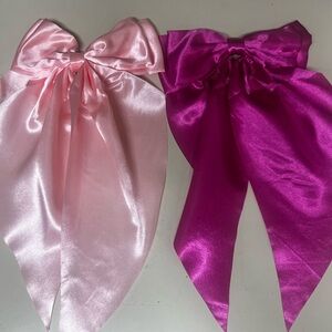 2 pk Hair Bows, Long Tail, Barrette clip, new